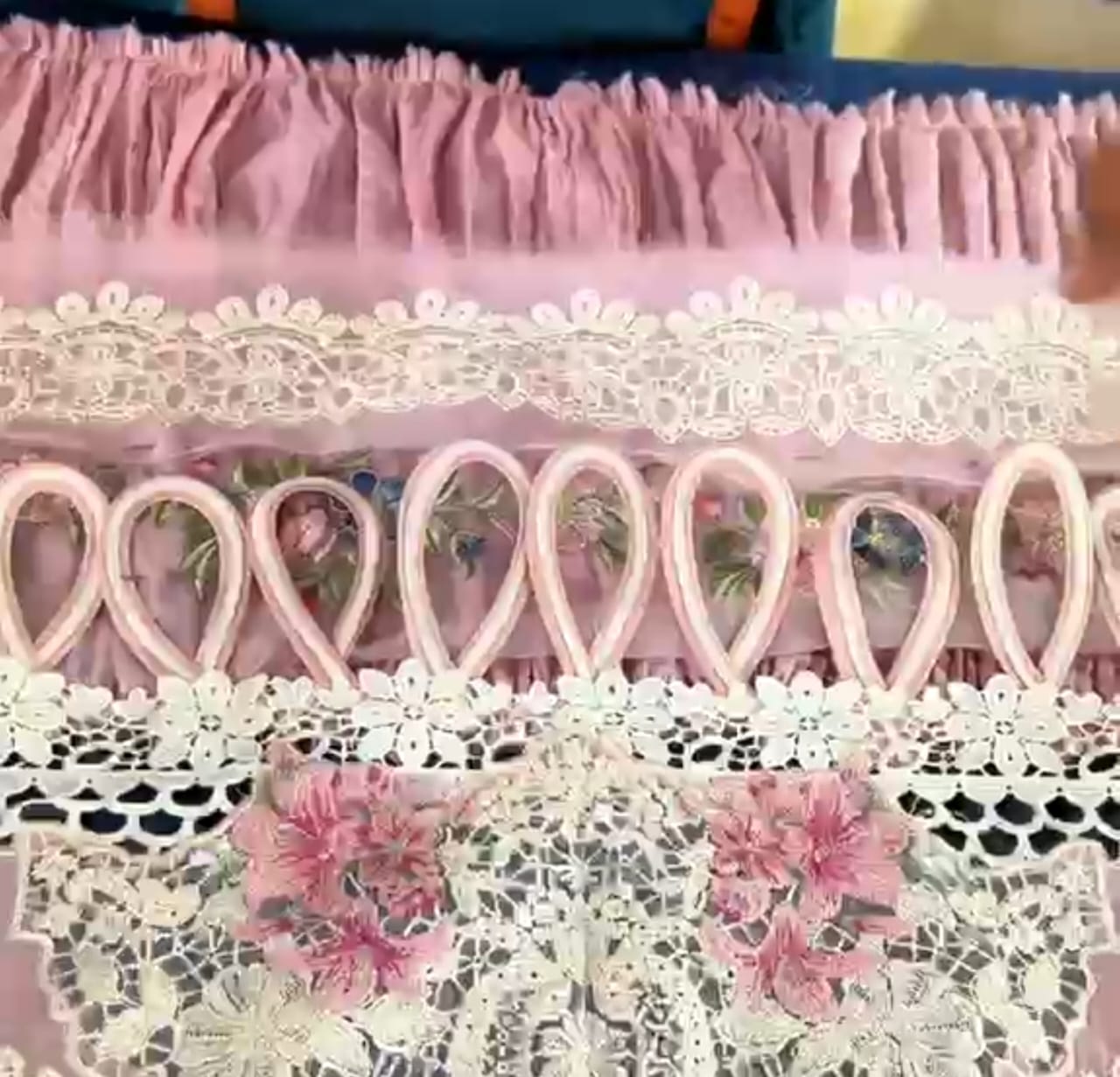 Awesome Customized Daman Design - Loop Lace with Floral Organza Patch - Special Fabric Play - Hashtag Happiness Bespoke - Hashtag Happiness