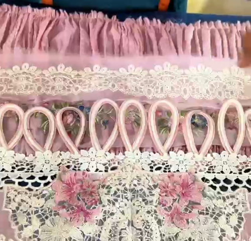 Awesome Customized Daman Design - Loop Lace with Floral Organza Patch - Special Fabric Play - Hashtag Happiness Bespoke - Hashtag Happiness