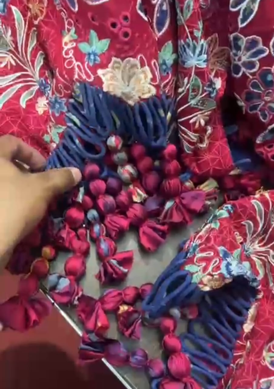 Beautiful Handmade Fabric Ball Tussle - Multiple Round Balls Latkan - Heavy Daman & Dupatta Pallu - Hit Brand Design - Hashtag Happiness