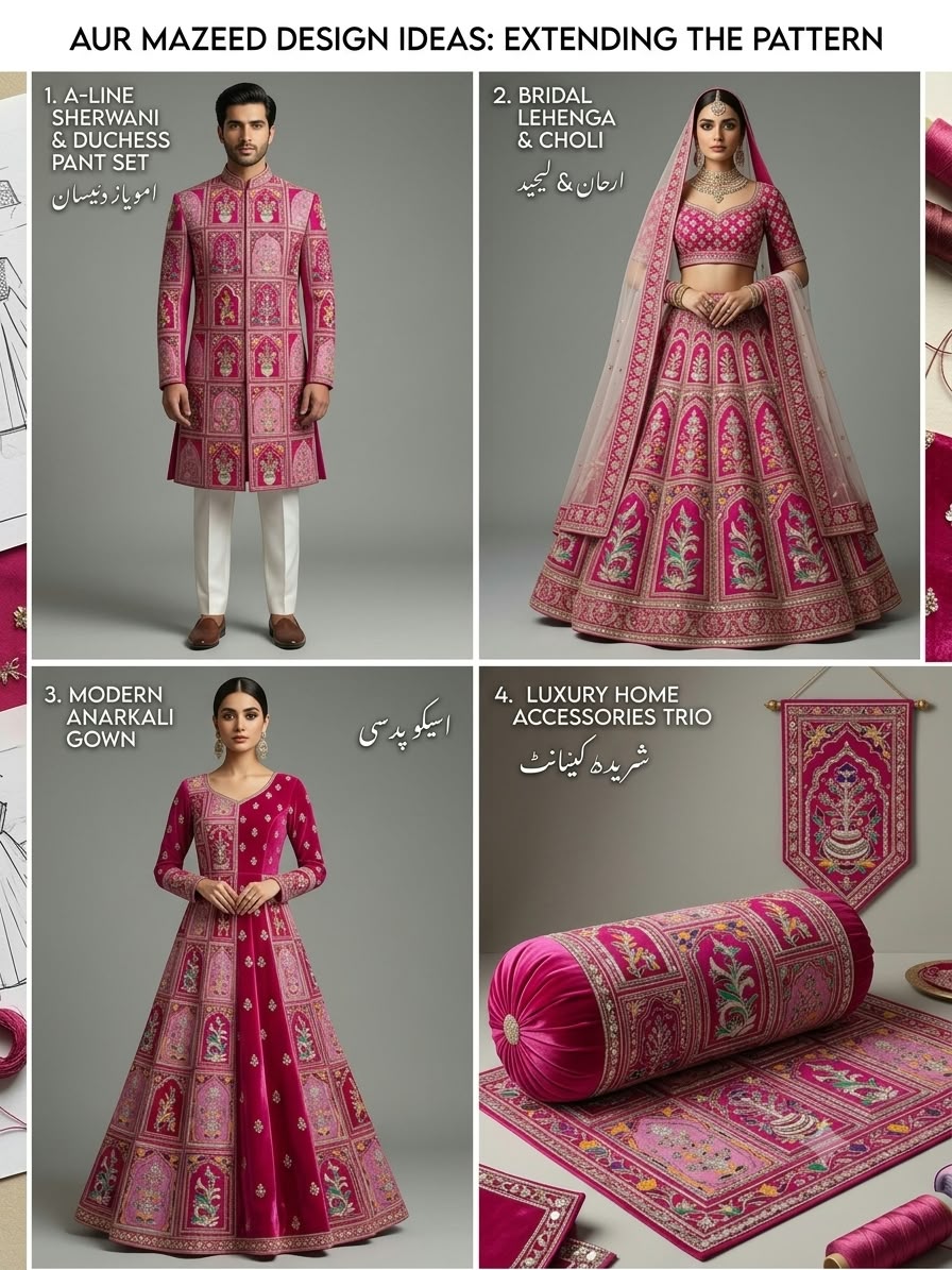 Customized Luxury Designer Wear & Mosaic Embroidered Fabric | Made to Order | Happiness