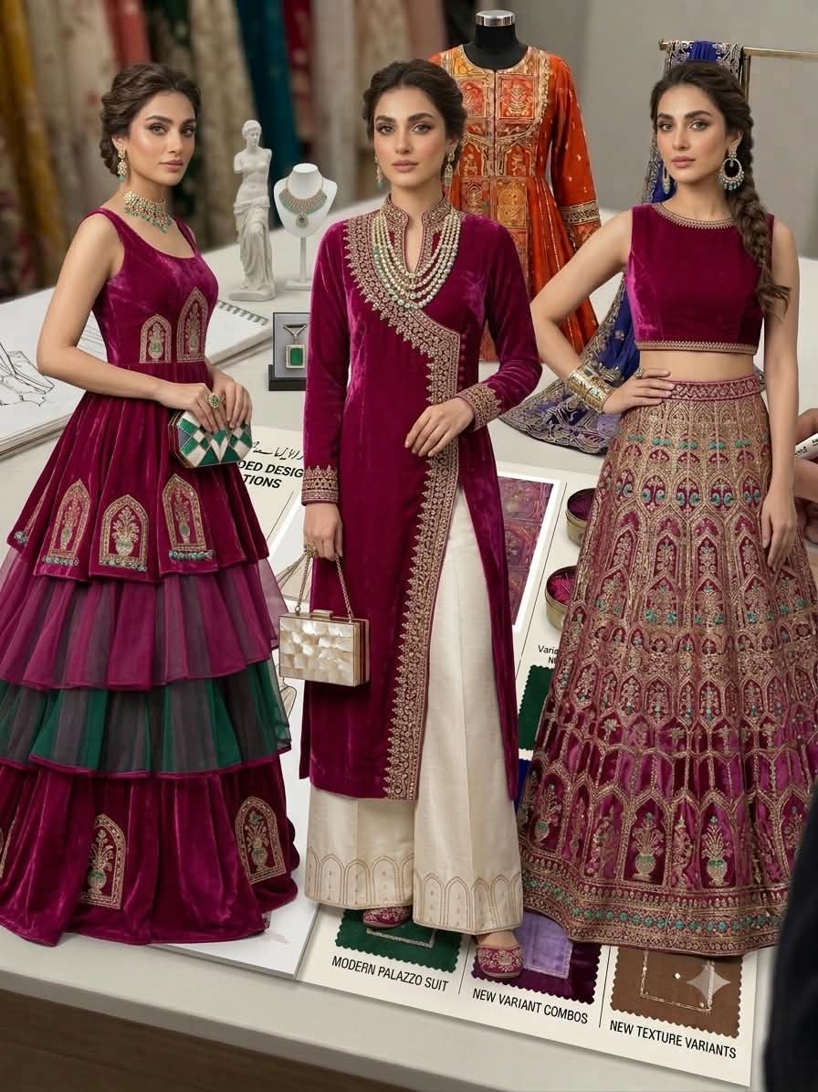 Customized Luxury Designer Wear & Mosaic Embroidered Fabric | Made to Order | Happiness