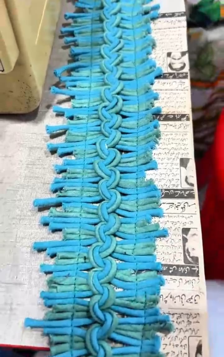 Handmade Loop Braid Lace Trim - Special Daman & Sleeves Border - Sky Blue & Mint - Hashtag Happiness