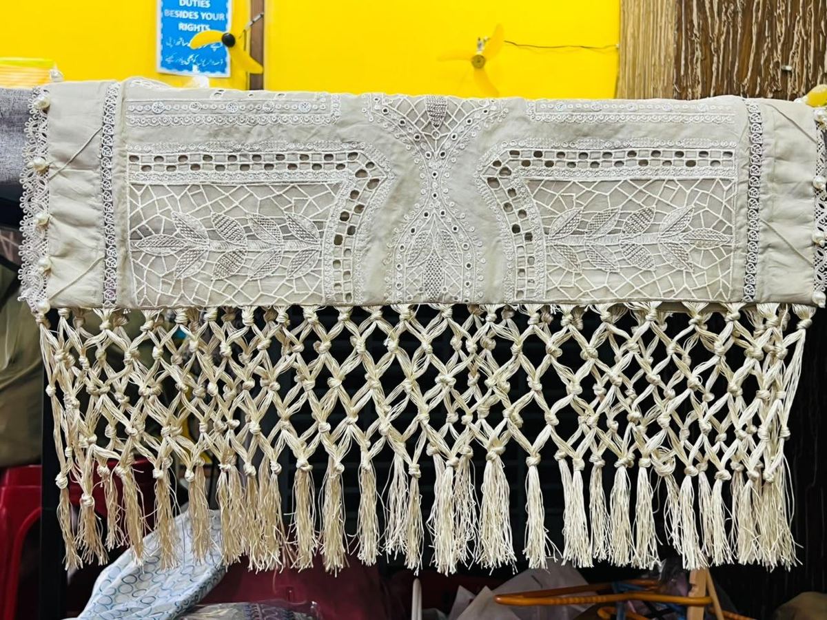Handmade Weaved Jhallar Design for Shirt Daman & Dupatta Pallu - Bespoke Cutwork Panel by Hashtag Happiness - Hashtag Happiness