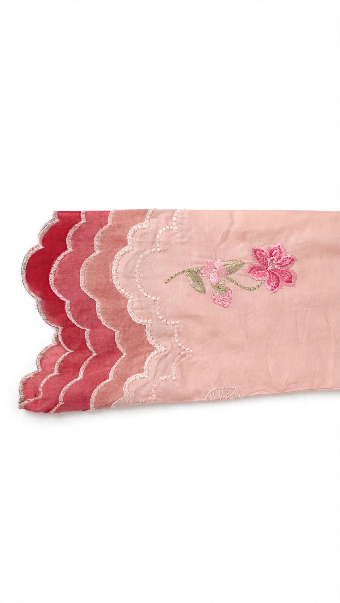 3-shade dyed organza scalloped cutwork sleeves design with floral embroidery by Hashtag Happiness Stitching Unit
