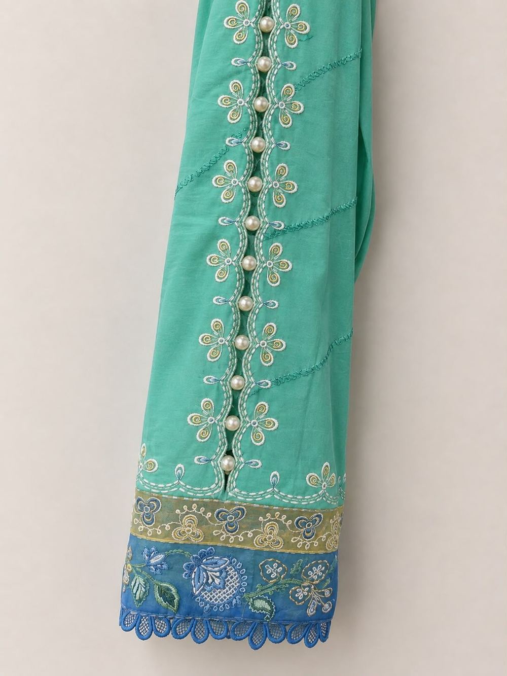 Latest Sleeves Design Idea - Handmade Pearl Joint with Embroidered Bazu - Designer Elegant Look by Hashtag Happiness - Hashtag Happiness