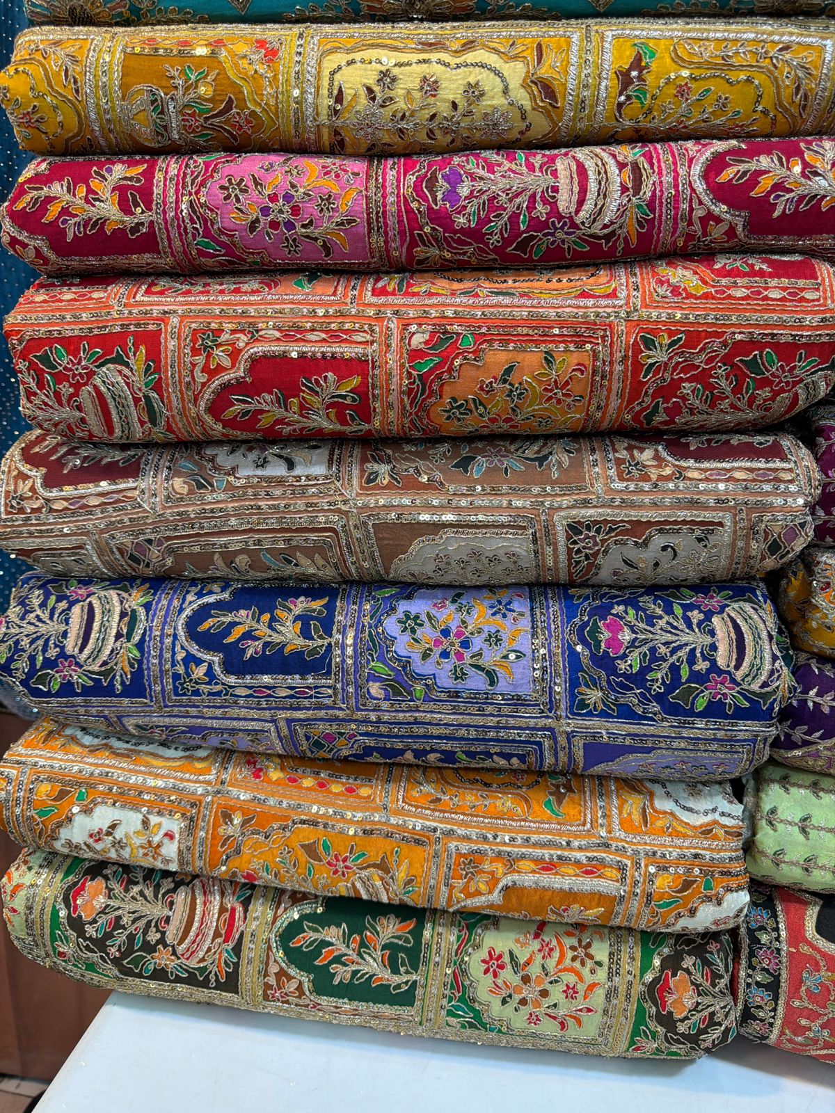 Customized Luxury Designer Wear & Mosaic Embroidered Fabric | Made to Order | Happiness