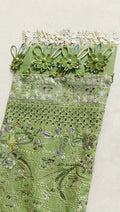 Suffuse inspired green organza sleeves with handmade crochet flowers pearl loops and white crochet lace by Hashtag Happiness